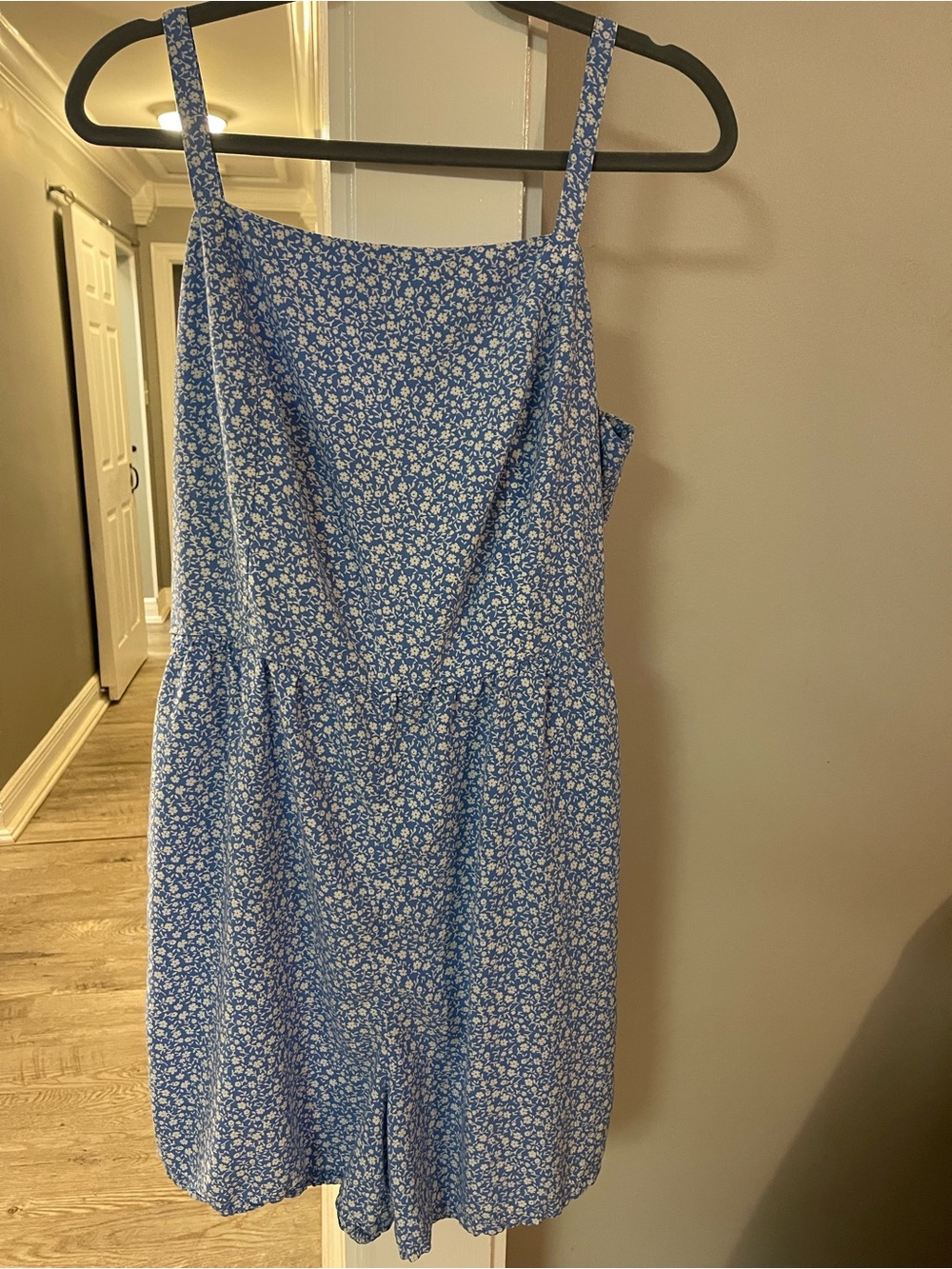 Blue Floral Spaghetti Strap Skorts